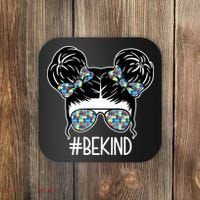 Be Kind Autism Awareness Female Bun Coaster thumb 0