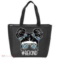 Be Kind Autism Awareness Female Bun Tote Bag thumb 0