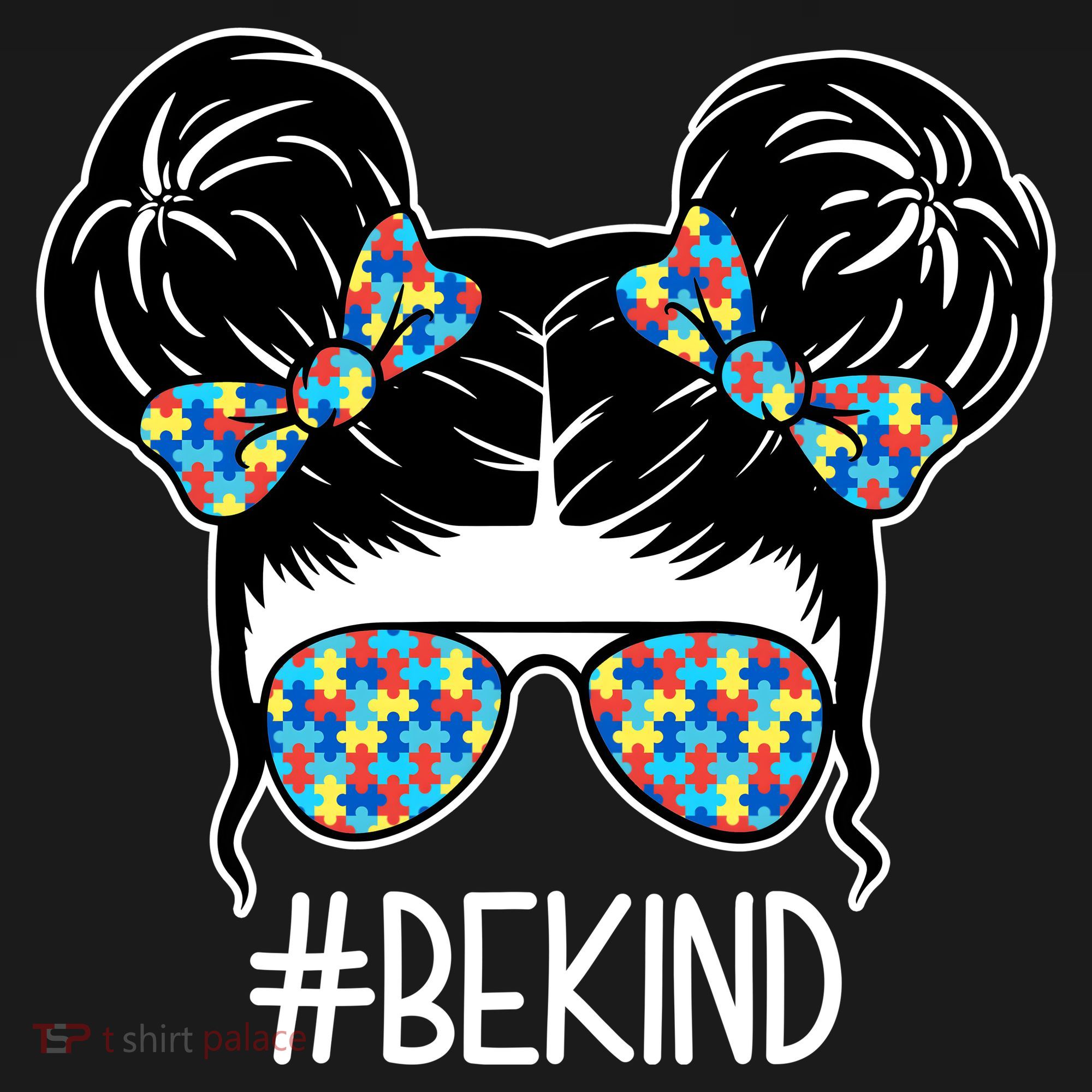 Be Kind Autism Awareness Female Bun Tote Bag