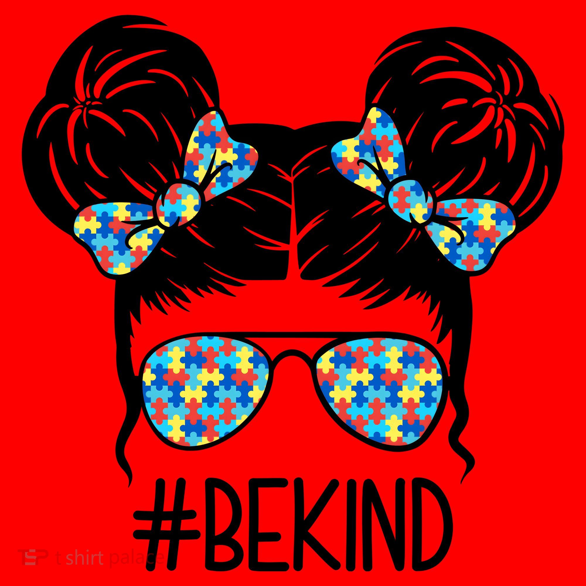 Be Kind Autism Awareness Female Bun Santa Hat