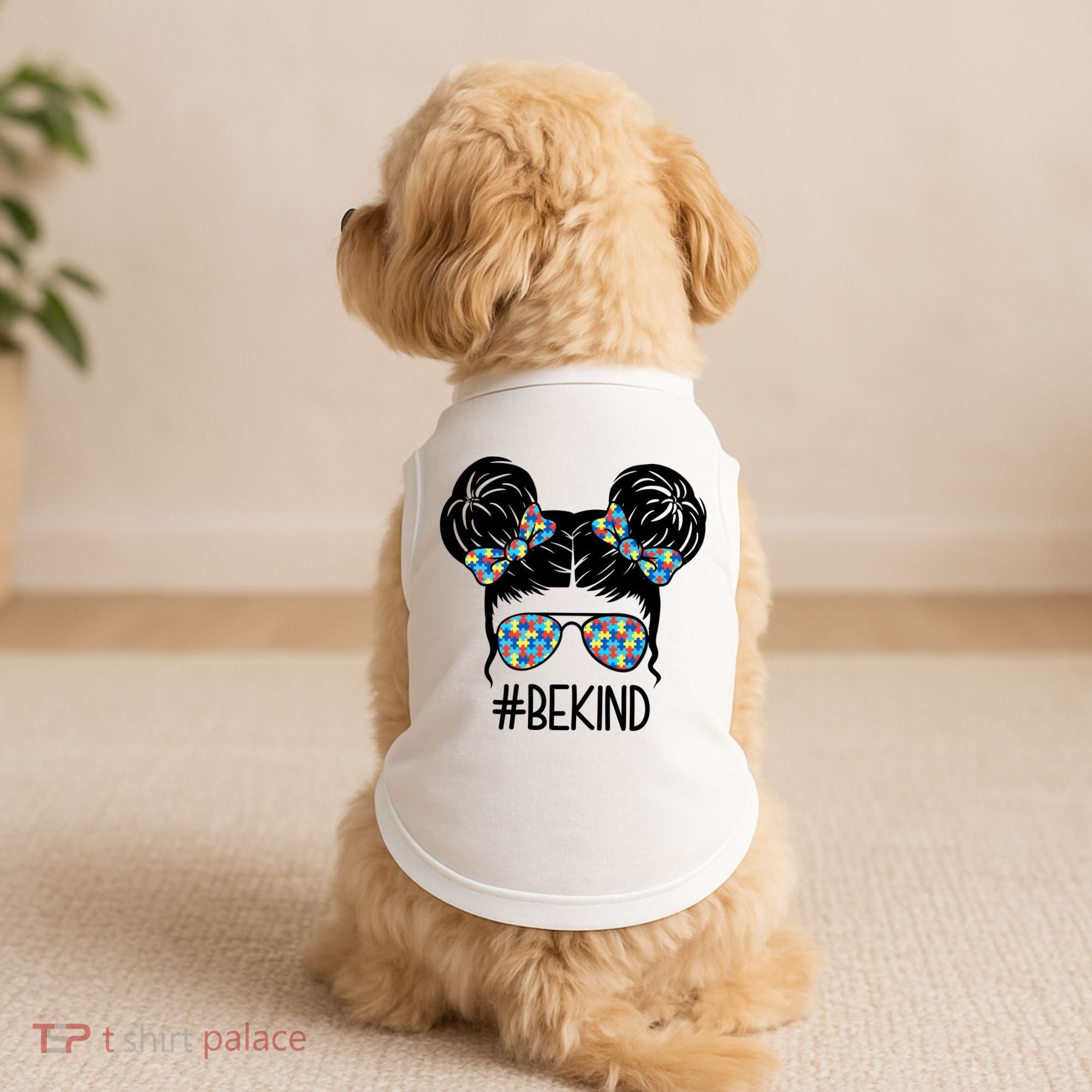 Be Kind Autism Awareness Female Bun Doggie Tank