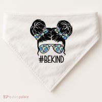 Be Kind Autism Awareness Female Bun USA-Made Doggie Bandana thumb 0