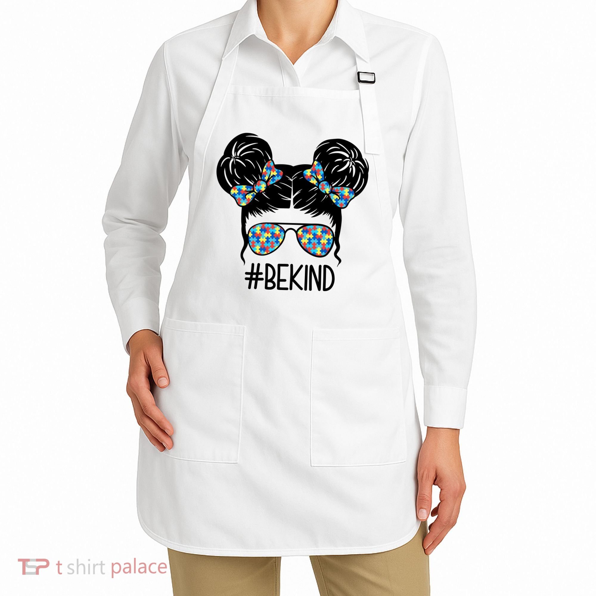 Be Kind Autism Awareness Female Bun Apron