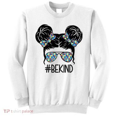Be Kind Autism Awareness Female Bun Sweatshirt