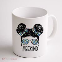 Be Kind Autism Awareness Female Bun Coffee Mug thumb 1
