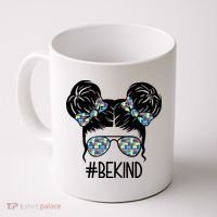 Be Kind Autism Awareness Female Bun Coffee Mug thumb 0