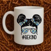 Be Kind Autism Awareness Female Bun Coffee Mug thumb 2