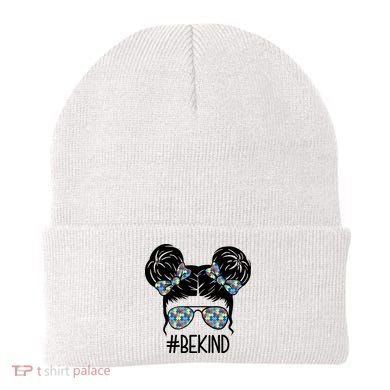 Be Kind Autism Awareness Female Bun Beanie