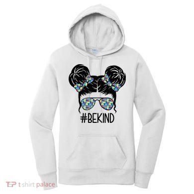 Be Kind Autism Awareness Female Bun Women's Hoodie