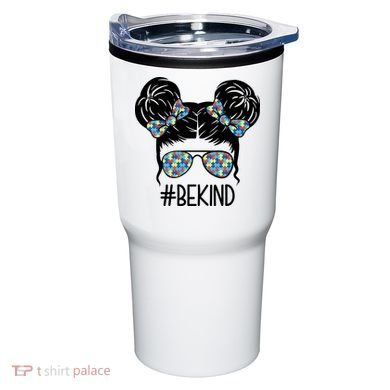 Be Kind Autism Awareness Female Bun Tumbler