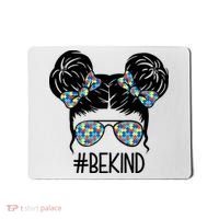 Be Kind Autism Awareness Female Bun Mousepad thumb 0