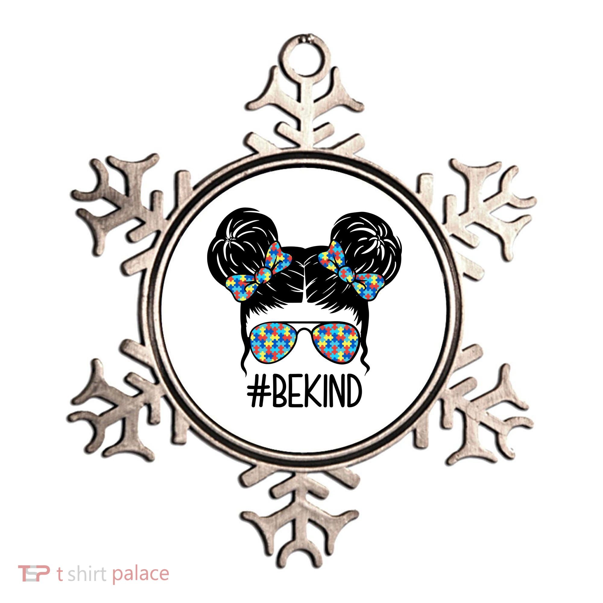 Be Kind Autism Awareness Female Bun Ornament