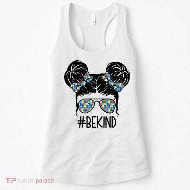 Be Kind Autism Awareness Female Bun Women's Tank Top