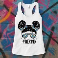 Be Kind Autism Awareness Female Bun Women's Tank Top thumb 3