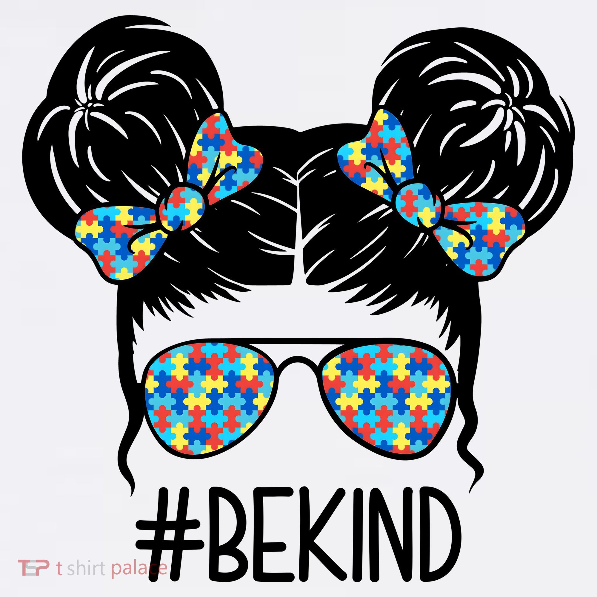 Be Kind Autism Awareness Female Bun Women's Tank Top