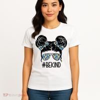 Be Kind Autism Awareness Female Bun Women's T-Shirt thumb 4