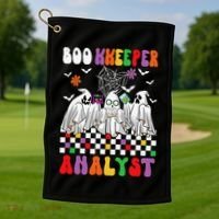Boo Kkeeper Analyst Halloween Bookkeeper Job Matching Party Golf Towel thumb 1
