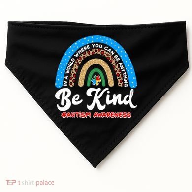 Be Kind Autism Awareness Pattern Rainbow USA-Made Doggie Bandana