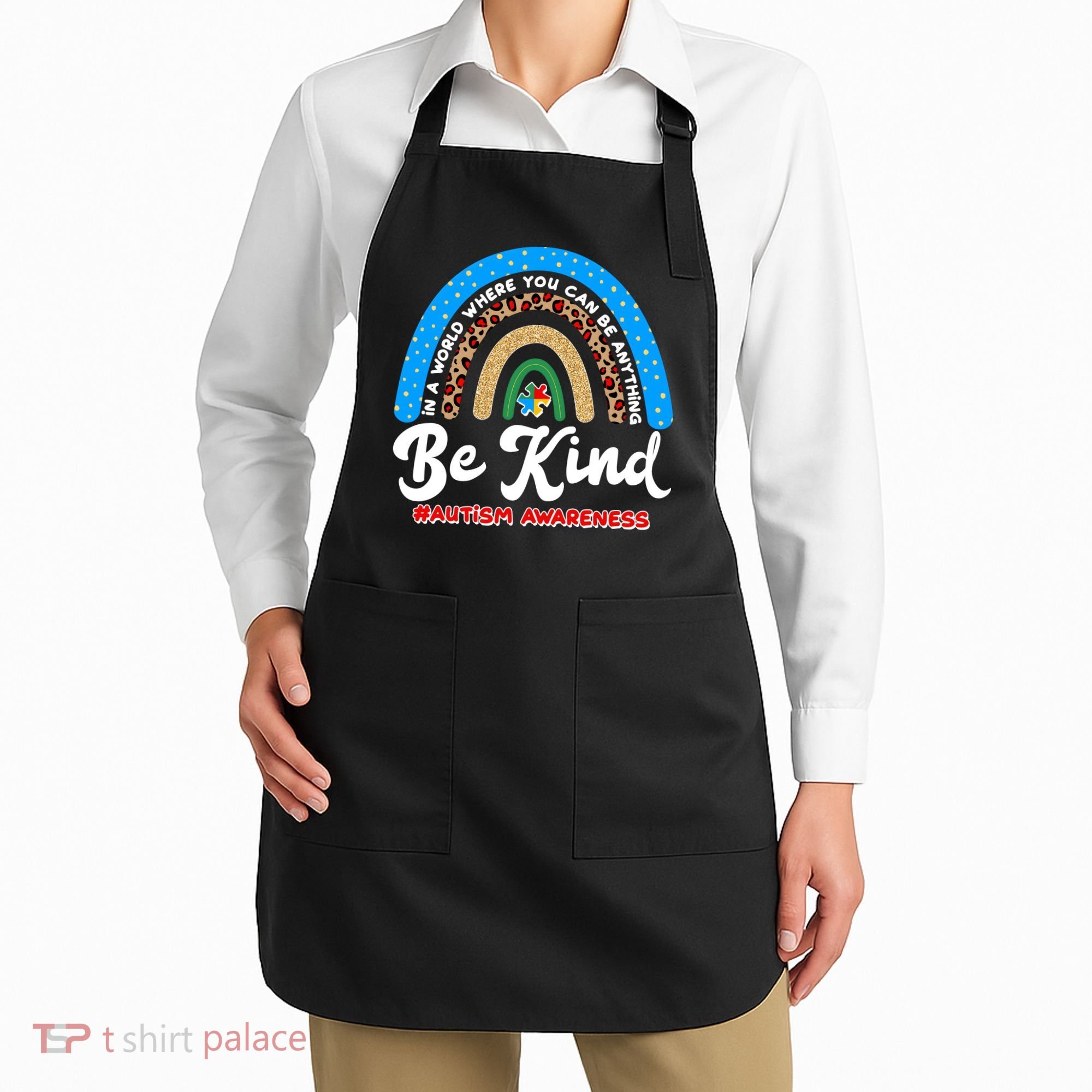 Be Kind Autism Awareness Pattern Rainbow Apron
