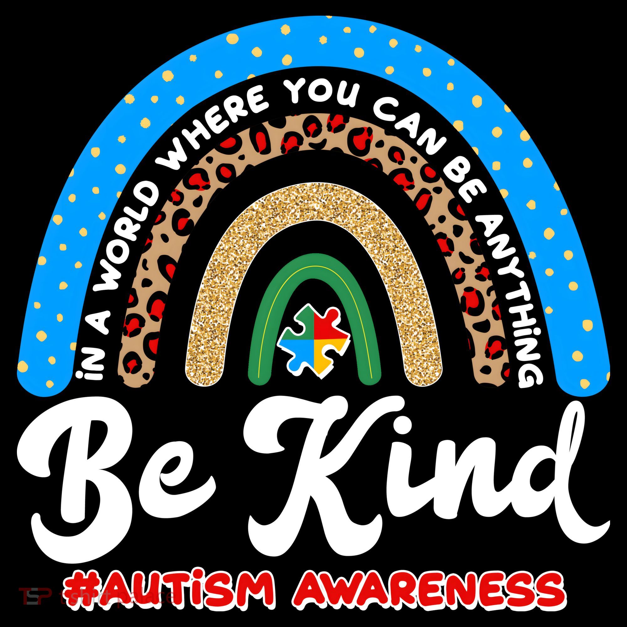 Be Kind Autism Awareness Pattern Rainbow Bucket Hat