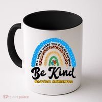 Be Kind Autism Awareness Pattern Rainbow Coffee Mug thumb 0