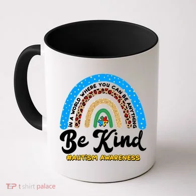 Be Kind Autism Awareness Pattern Rainbow Coffee Mug