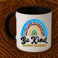 Be Kind Autism Awareness Pattern Rainbow Coffee Mug thumb 2