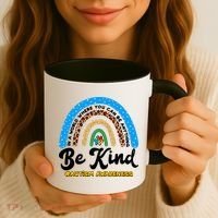 Be Kind Autism Awareness Pattern Rainbow Coffee Mug thumb 3