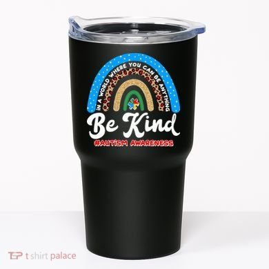Be Kind Autism Awareness Pattern Rainbow Tumbler
