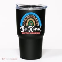Be Kind Autism Awareness Pattern Rainbow Tumbler thumb 0
