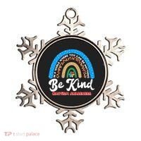 Be Kind Autism Awareness Pattern Rainbow Ornament thumb 0