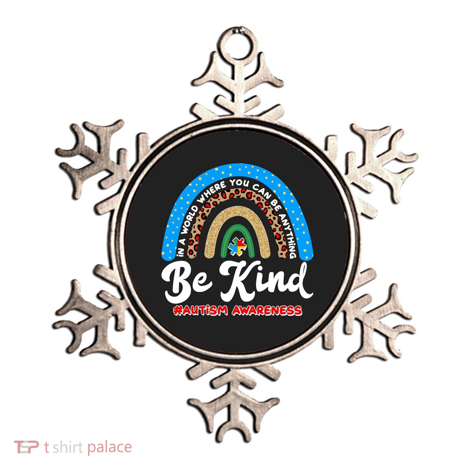 Be Kind Autism Awareness Pattern Rainbow Ornament