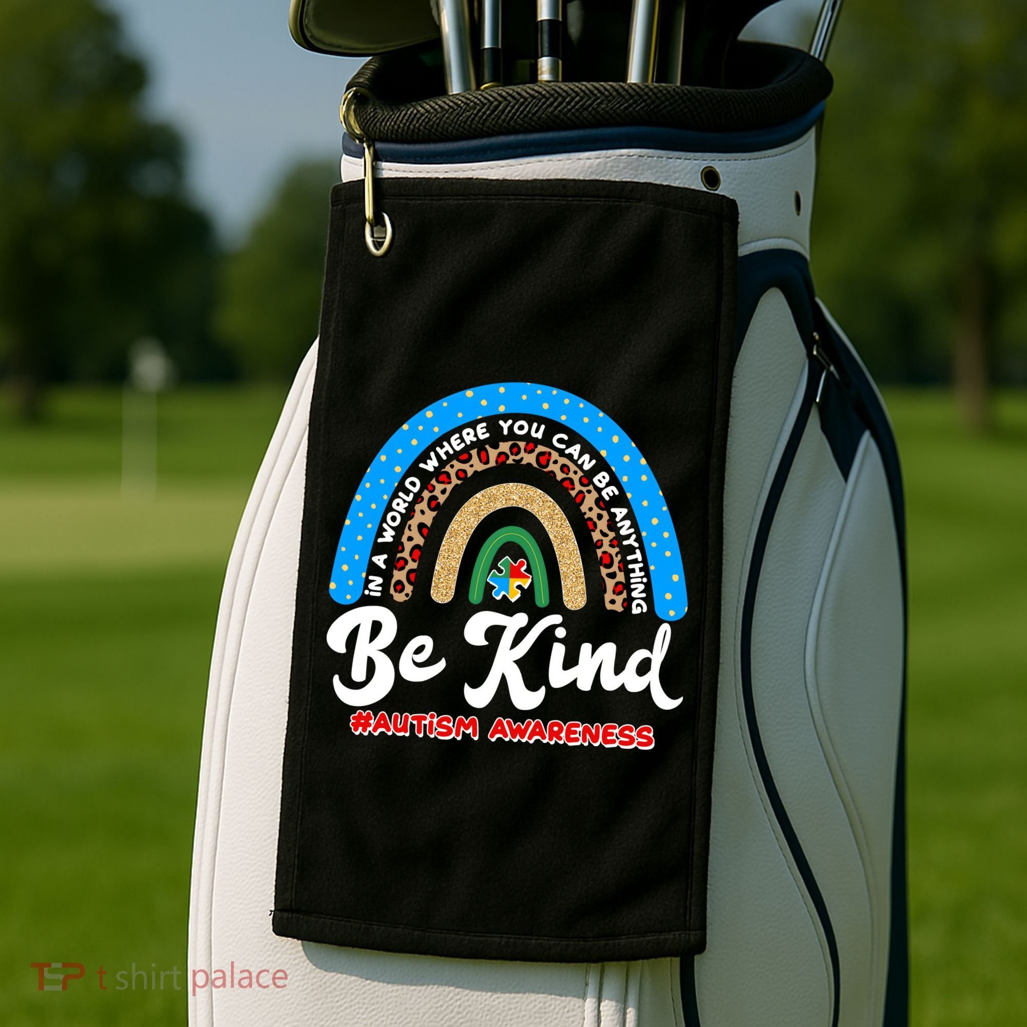 Be Kind Autism Awareness Pattern Rainbow Golf Towel