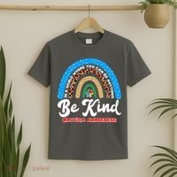 Be Kind Autism Awareness Pattern Rainbow T-Shirt thumb 2