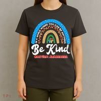 Be Kind Autism Awareness Pattern Rainbow T-Shirt thumb 4