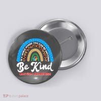 Be Kind Autism Awareness Pattern Rainbow Button thumb 0