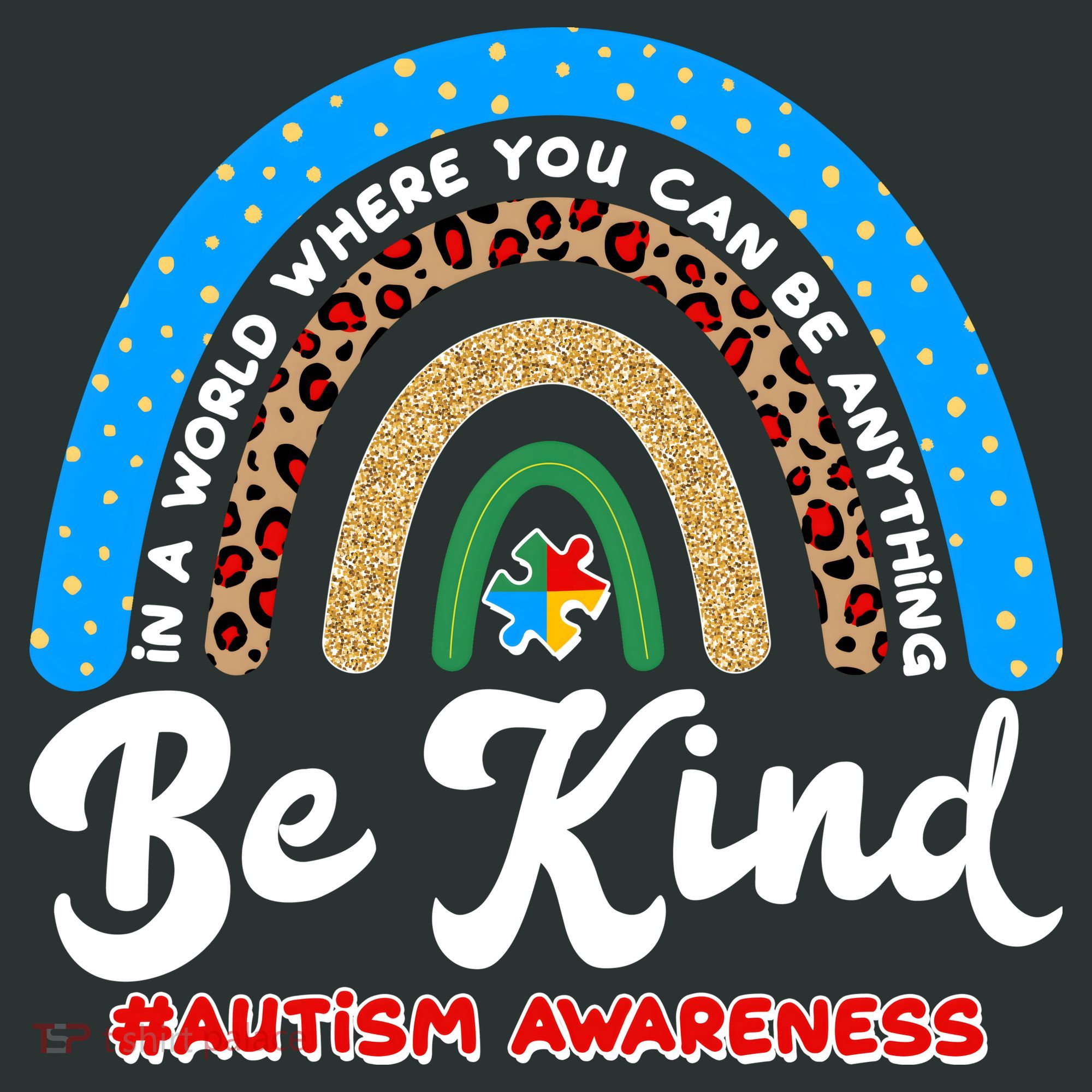 Be Kind Autism Awareness Pattern Rainbow Baby Bodysuit