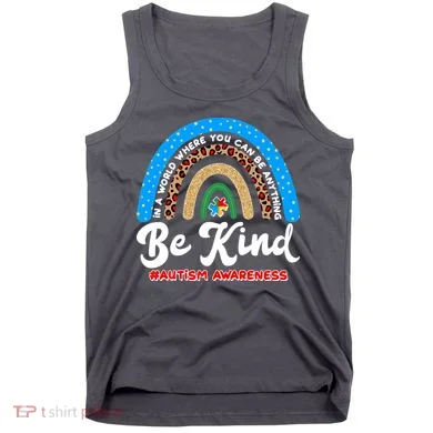 Be Kind Autism Awareness Pattern Rainbow Tank Top