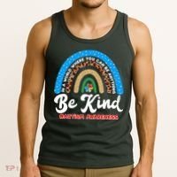 Be Kind Autism Awareness Pattern Rainbow Tank Top thumb 3