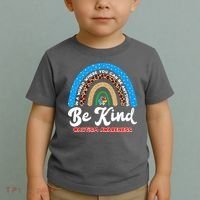 Be Kind Autism Awareness Pattern Rainbow Toddler T-Shirt thumb 2
