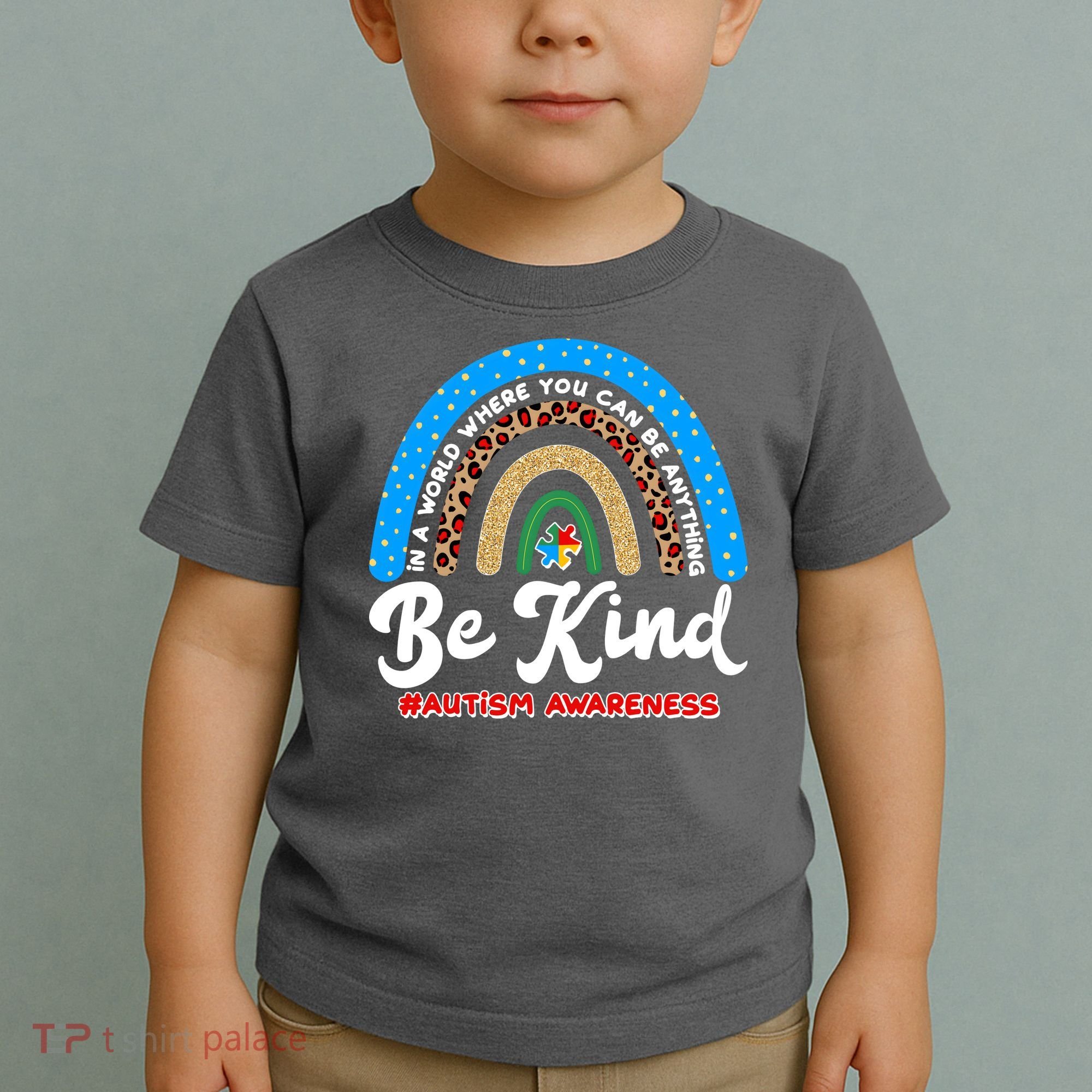 Be Kind Autism Awareness Pattern Rainbow Toddler T-Shirt