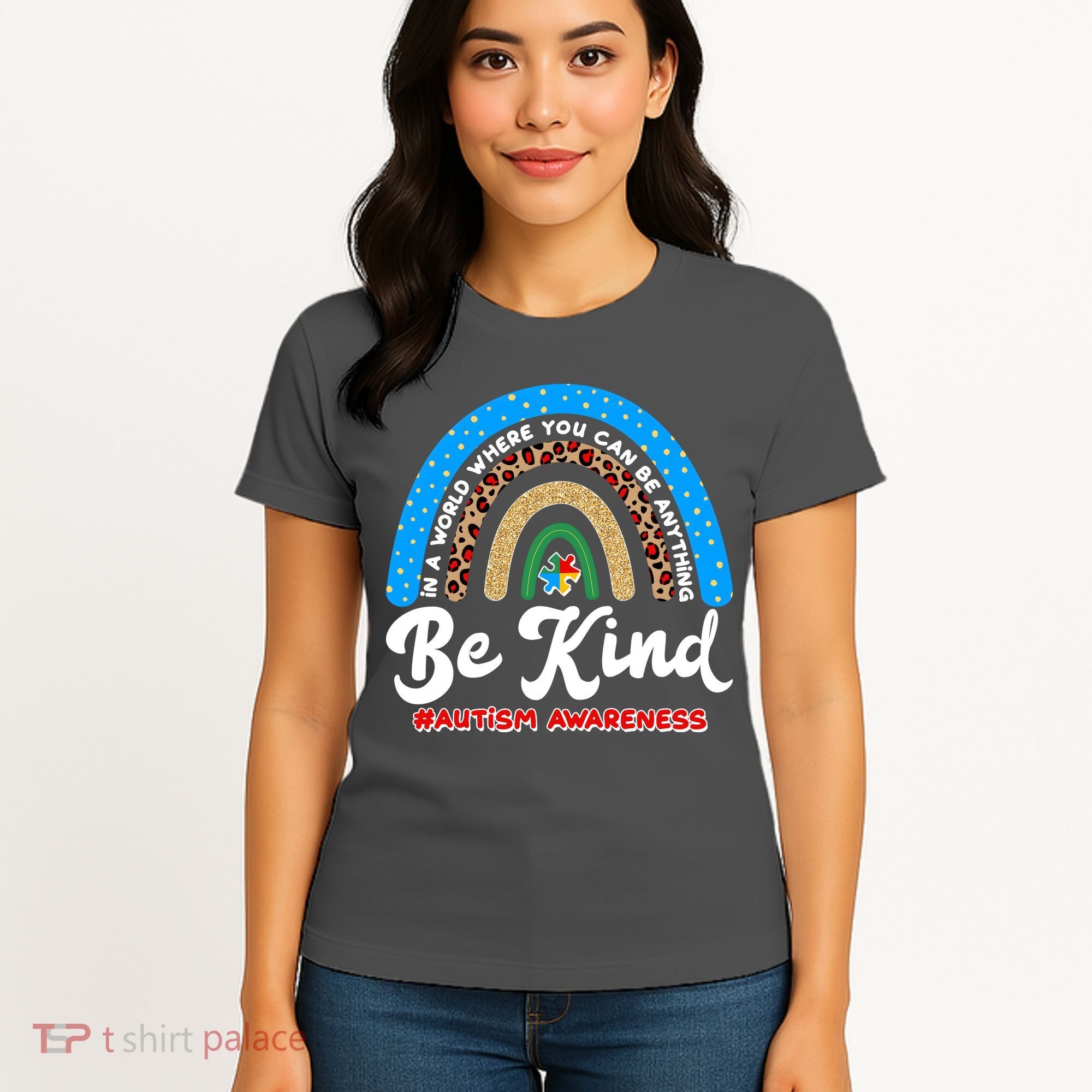 Be Kind Autism Awareness Pattern Rainbow Women's T-Shirt