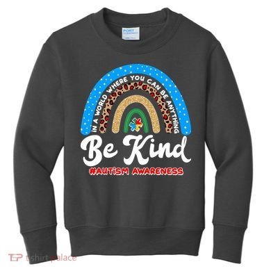 Be Kind Autism Awareness Pattern Rainbow Kids Sweatshirt