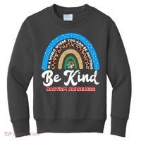 Be Kind Autism Awareness Pattern Rainbow Kids Sweatshirt thumb 0
