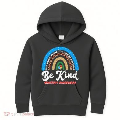 Be Kind Autism Awareness Pattern Rainbow Kids Hoodie