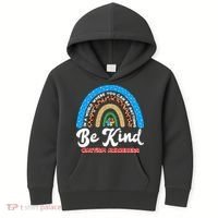 Be Kind Autism Awareness Pattern Rainbow Kids Hoodie thumb 0