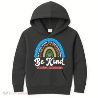 Be Kind Autism Awareness Pattern Rainbow Kids Hoodie thumb 0