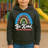 Be Kind Autism Awareness Pattern Rainbow Kids Hoodie thumb 3
