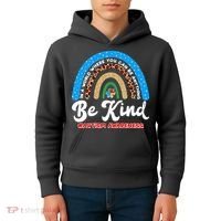 Be Kind Autism Awareness Pattern Rainbow Kids Hoodie thumb 4