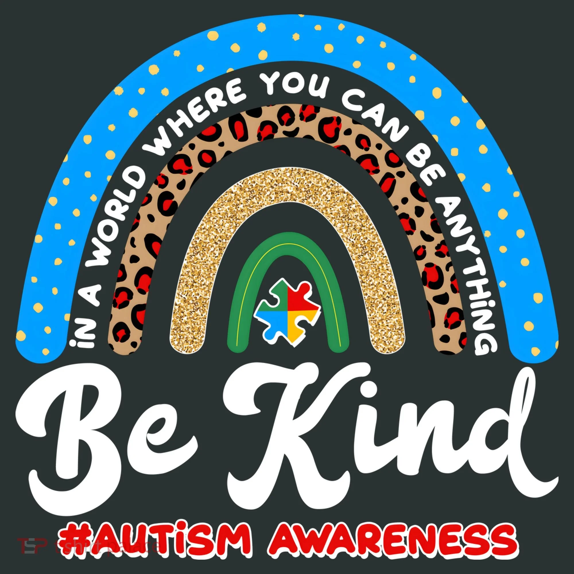 Be Kind Autism Awareness Pattern Rainbow Kids Hoodie